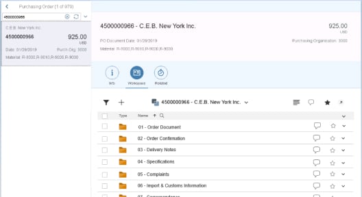 Screenshot of Documentum content appearing in the SAP user interface